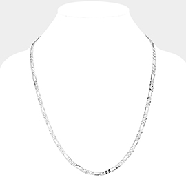 Silver Plated 24 Inch 5mm Figaro Metal Chain Necklace