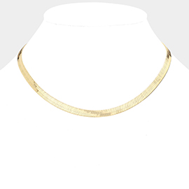 Gold Plated 16 Inch 6mm Herringbone Metal Chain Necklace