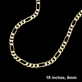 Gold Plated 18 Inch 6mm Figaro Metal Chain Necklace