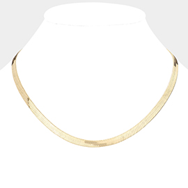 Gold Plated 18 Inch 6mm Herringbone Metal Chain Necklace