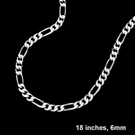 Silver Plated 18 Inch 6mm Figaro Metal Chain Necklace