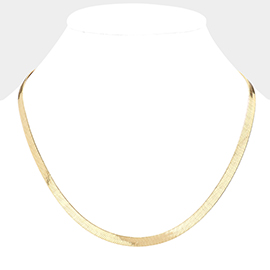 Gold Plated 20 Inch 6mm Herringbone Metal Chain Necklace