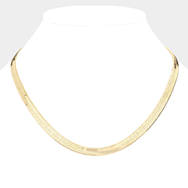 Gold Plated 18 Inch 7mm Herringbone Metal Chain Necklace