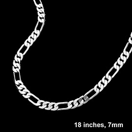 Silver Plated 18 Inch 7mm Figaro Metal Chain Necklace