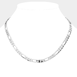 Silver Plated 18 Inch 7mm Figaro Metal Chain Necklace