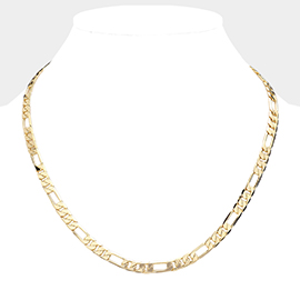 Gold Plated 20 Inch 7mm Figaro Metal Chain Necklace
