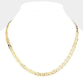 Gold Plated 20 Inch 7mm Mariner Metal Chain Necklace