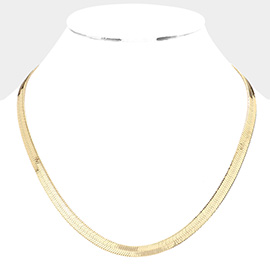 Gold Plated 20 Inch 7mm Herringbone Metal Chain Necklace