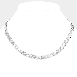Silver Plated 18 Inch 8mm Mariner Metal Chain Necklace