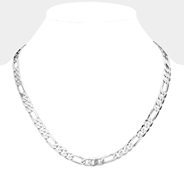 Silver Plated 20 Inch 8mm Figaro Metal Chain Necklace