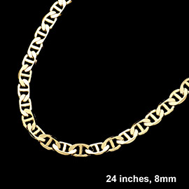 Gold Plated 24 Inch 8mm Mariner Metal Chain Necklace