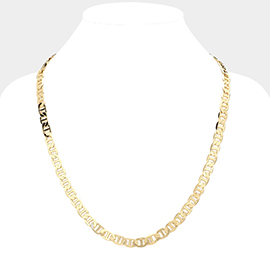 Gold Plated 24 Inch 8mm Mariner Metal Chain Necklace