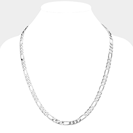 Silver Plated 24 Inch 8mm Figaro Metal Chain Necklace