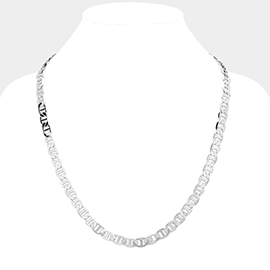 Silver Plated 24 Inch 8mm Mariner Metal Chain Necklace