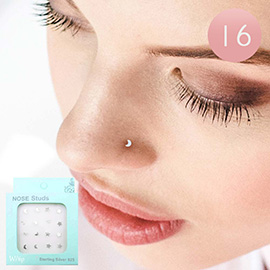 16PCS - Metal Moon Star Sterling Silver Nose Studs