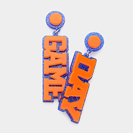 Game Day Florida College School Color Resin Message Dangle Earrings
