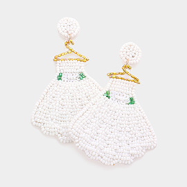 Felt Back Seed Beaded Wedding Dress Dangle Earrings