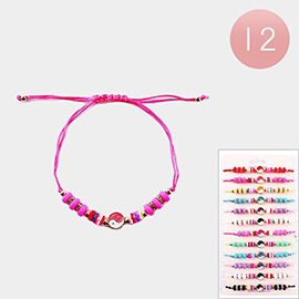 12PCS - Yin Yang Accented Heishi Beaded Adjustable Bracelets