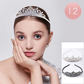 12PCS - Felt Back Bling Crown Headbands