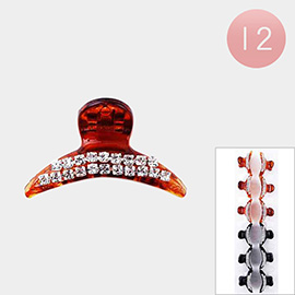 12PCS - Rhinestone Embellished Mini Hair Claw Clips