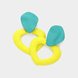 Colored Metal Petal Link Dangle Earrings