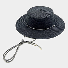 Bling Chin Tie Straw Sun Hat