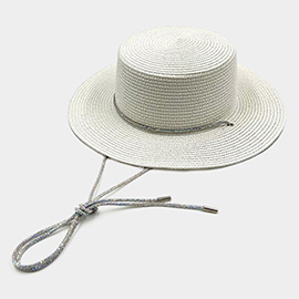 Bling Chin Tie Straw Sun Hat