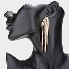 Dropped Rhinestone Metal Chain Dangle Earrings
