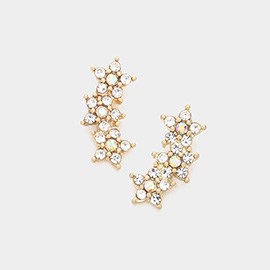 Rhinestone Embellished Triple Star Stud Earrings
