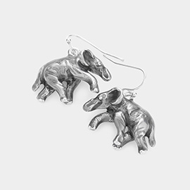 3D Elephant Dangle Earrings