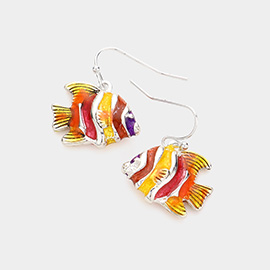 Enamel Fish Dangle Earrings