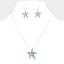 Glittered Starfish Pendant Necklace