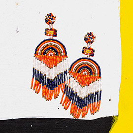 Game Day Felt Back Boho Seed Beaded Fringe Earrings
