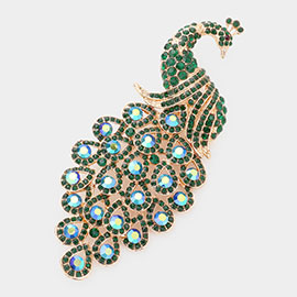 Crystal Peacock Pin Brooch