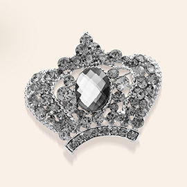 Stone Paved Crown Pin Brooch