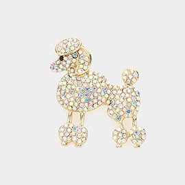Rhinestone Embellished Poodle Dog Pin Brooch