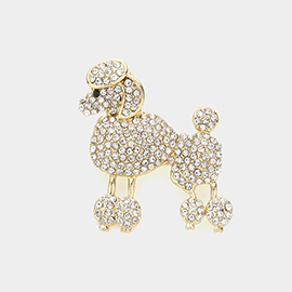 Rhinestone Embellished Poodle Dog Pin Brooch