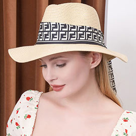 Patterned Ribbon Straw Sun Hat