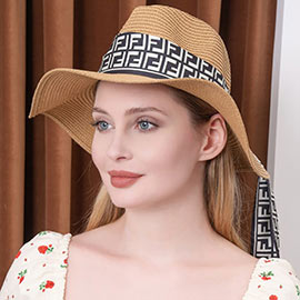 Patterned Ribbon Straw Sun Hat