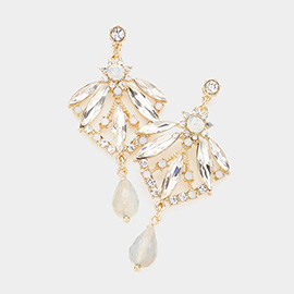 Marquise Stone Accented Link Dangle Evening Earrings