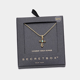 Secret Box _ 14K Gold Dipped Enamel Metal Cross Pendant Necklace