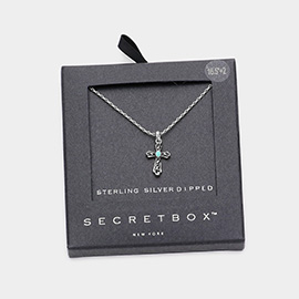 Secret Box _ Sterling Silver Dipped Enamel Metal Cross Pendant Necklace