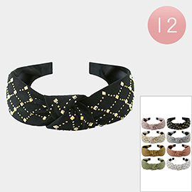 12PCS - Bling Knot Burnout Headbands