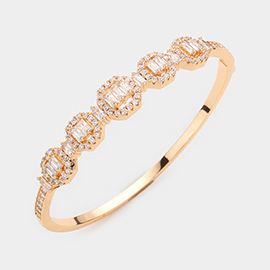Rectangle Stone Pointed Bangle Evening Bracelet