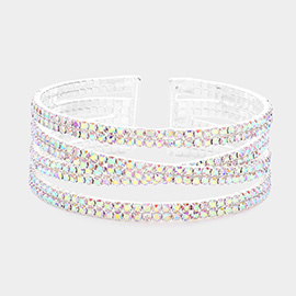 Rhinestone Pave Crisscross Cuff Evening Bracelet