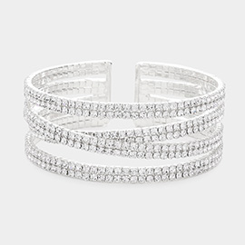Rhinestone Pave Crisscross Cuff Evening Bracelet