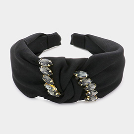 Marquise Stone Embellished Knot Burnout Headband