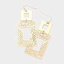 Cut Out Metal Rectangle Dangle Earrings