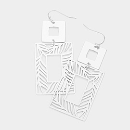 Cut Out Metal Rectangle Dangle Earrings