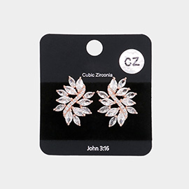 CZ Marquise Stone Cluster Stud Evening Earrings